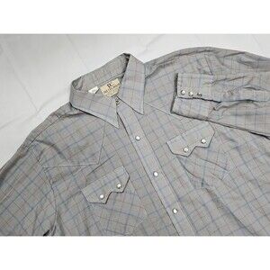 Dee Cee Brand Pearl Snap Western Shirt Plaid Mens 17 35 Sawtooth Pockets USA